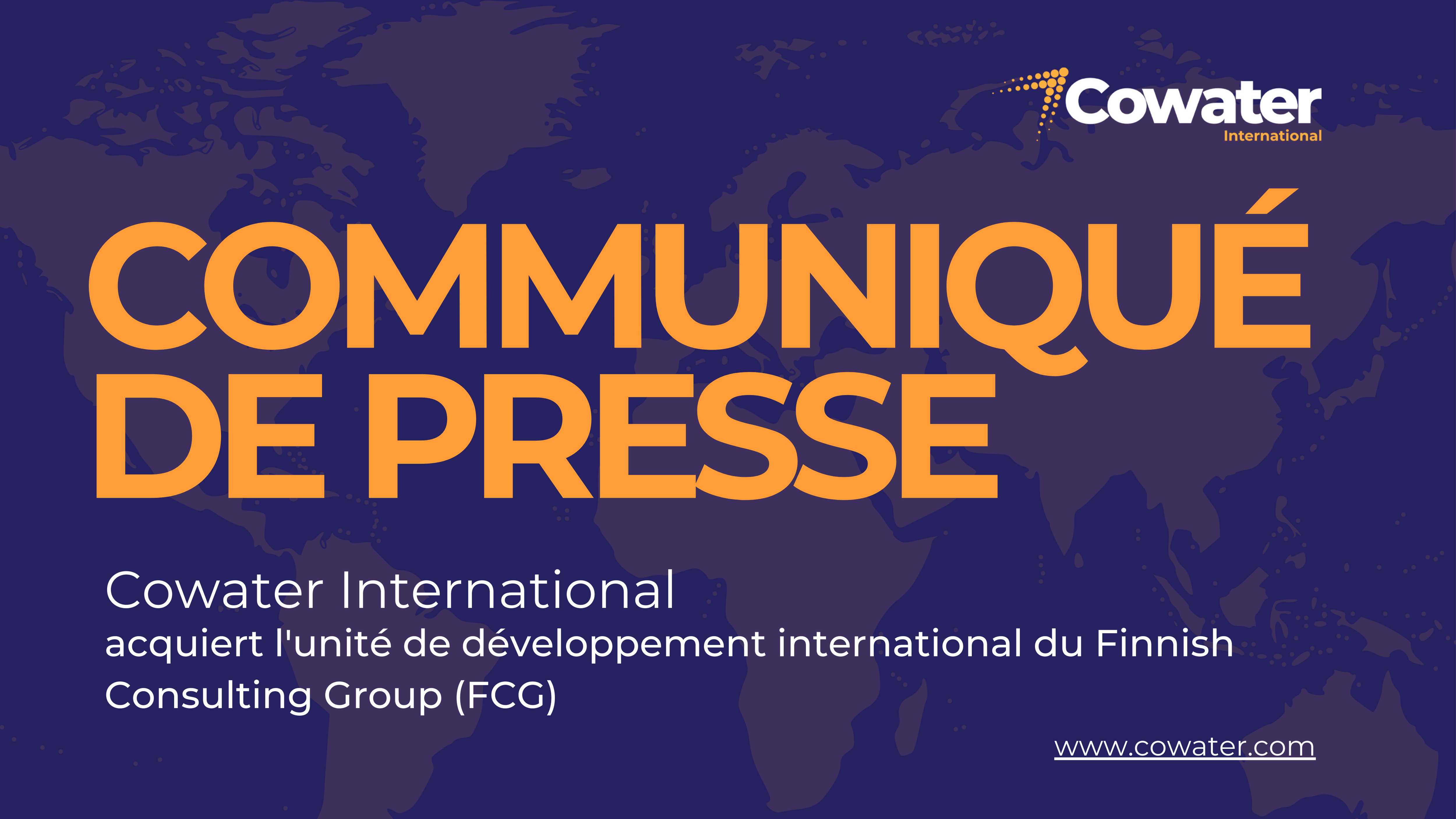 Cowater International acquiert l’unité de développement international du Finnish Consulting Group (FCG)